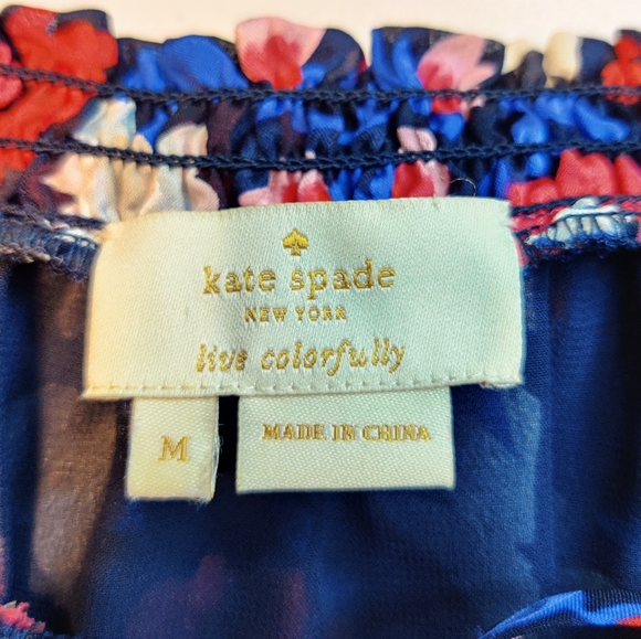 Kate Spade Red White Blue Floral Blouse  Womens small - Picture 3 of 3